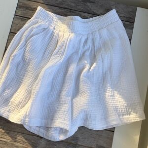 White Textured Shorts